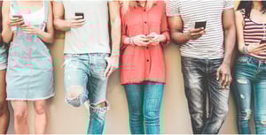 Group of millennial friends with mobile phones-2